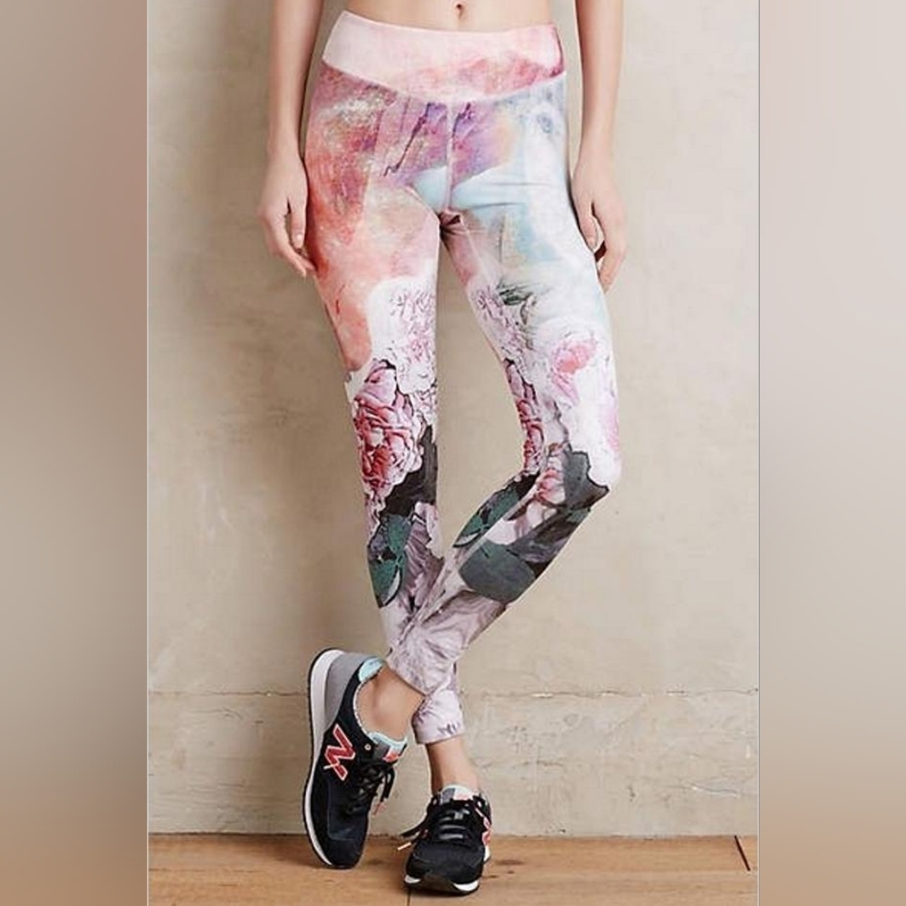 Multicolor "Pure + Good" Frosted Floral Activewear Bottoms Anthropologie